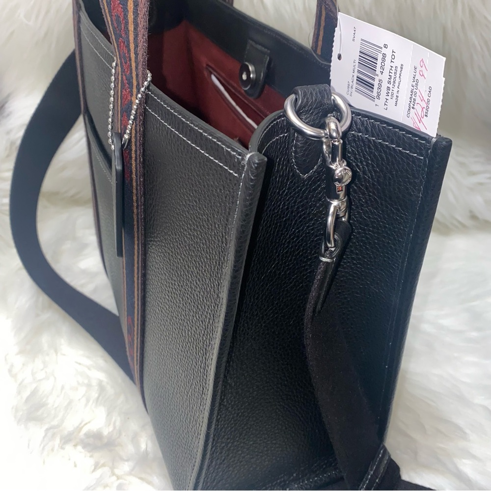 Coach Smith tote with crossbody strap New with tags Black - Picture 4 of 9